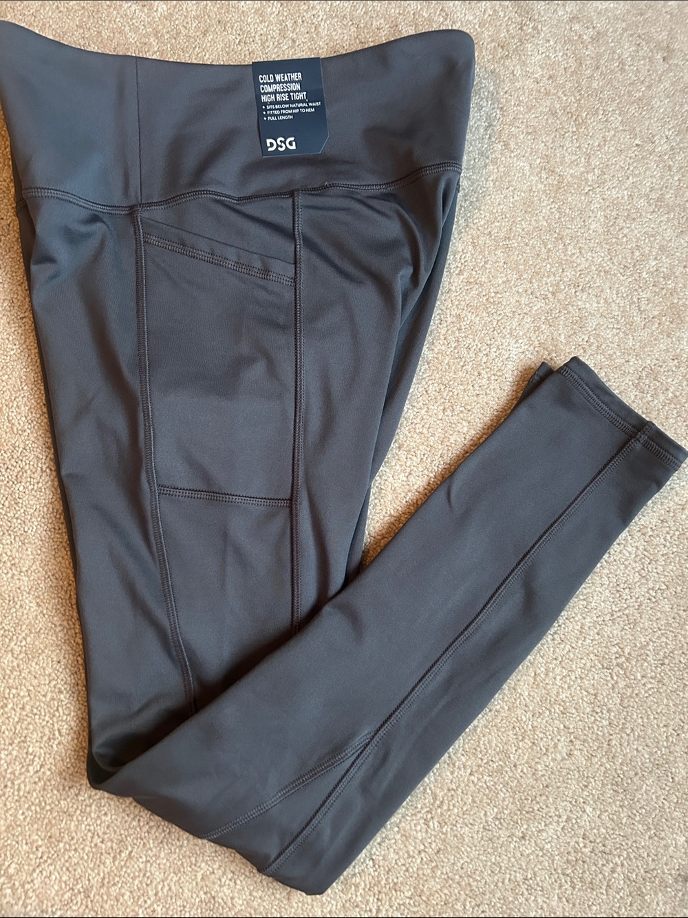 DSG Grey High-Rise Performance Cold Weather Leggings with side pockets